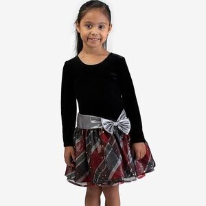 Bonnie Jean Velvet & Plaid Holiday Dress